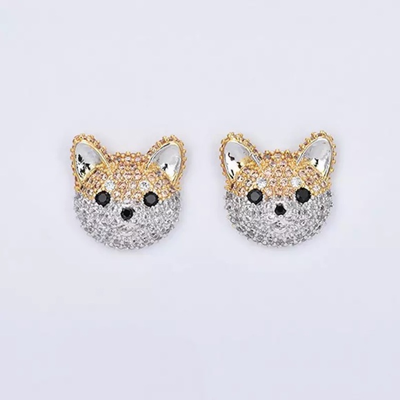 Pandora Cute Iced CZ Sparkling Diamond Cutie Dog Earrings - Picture 12 of 15